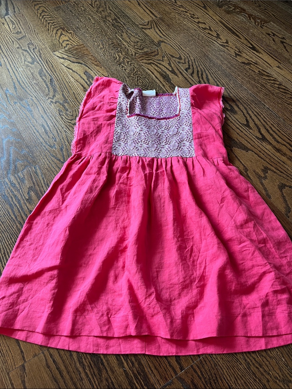 Nina Leuca Jilly Bright Pink Embroidered Square-Neck Dress